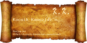 Kocsik Kasszián névjegykártya